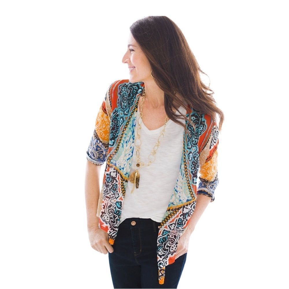 Chico’s Bold Printed Cori Cardigan Size 0